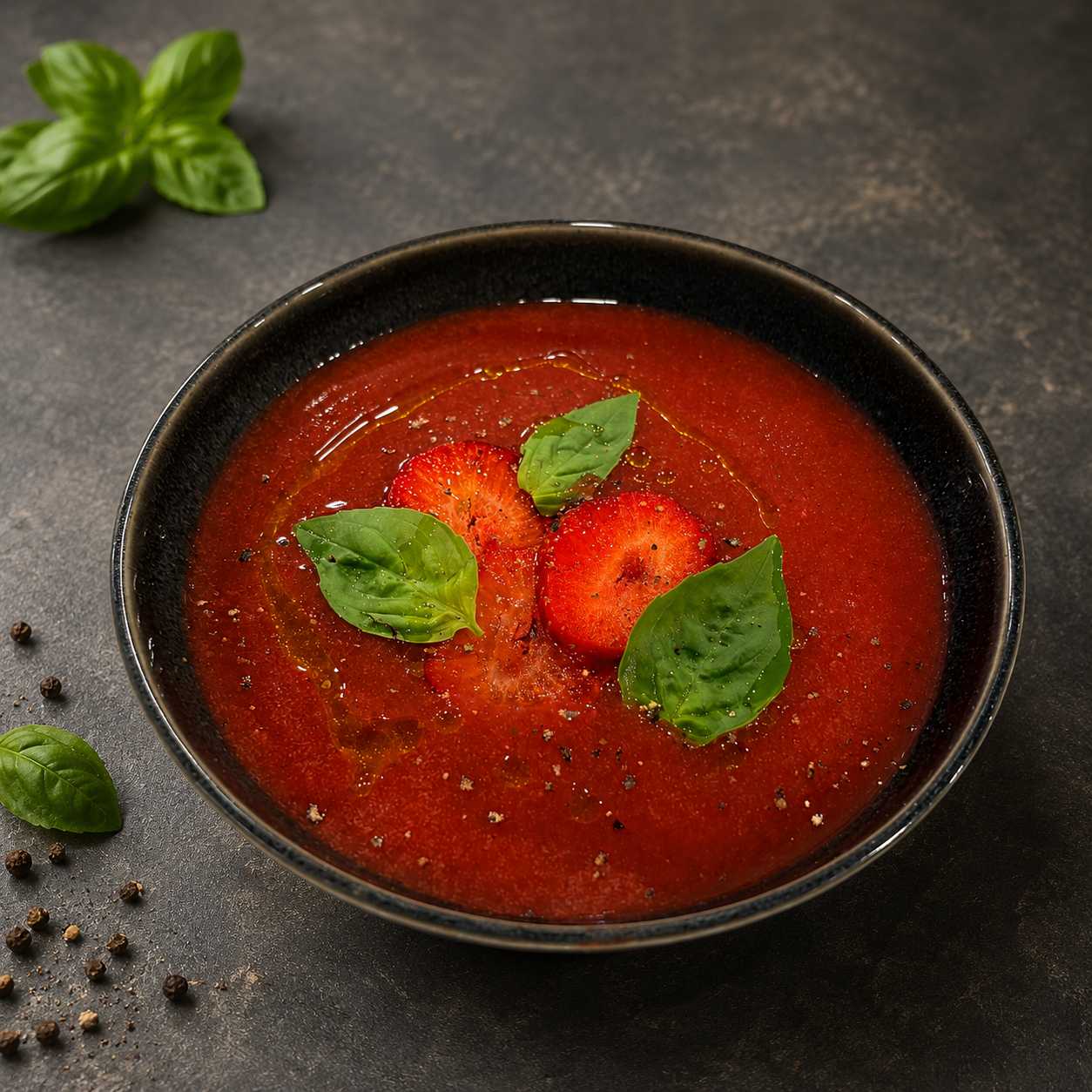 Tomato and Strawberry Cold Soup