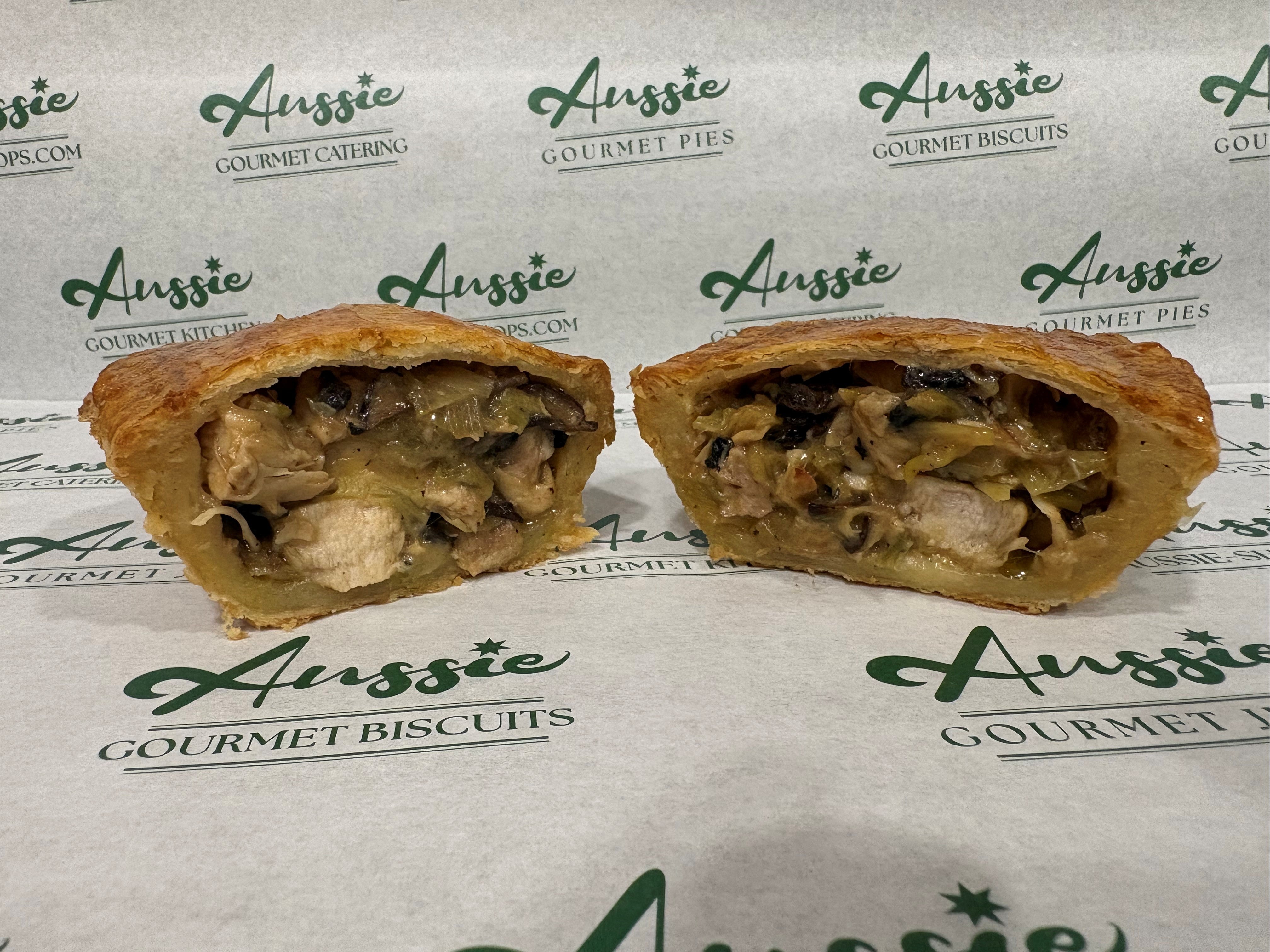 Aussie Gourmet Chicken, Buttered Leeks, Wild Mushrooms and Gorgonzola Pie